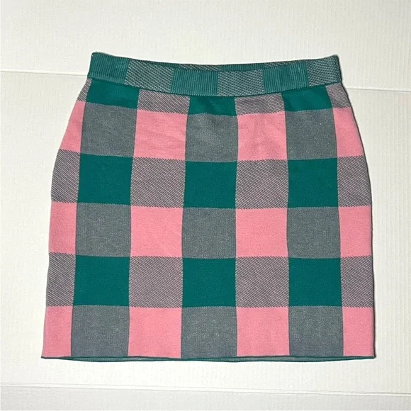 English Factory Plaid Knit Skirt - Picture 2 of 7
